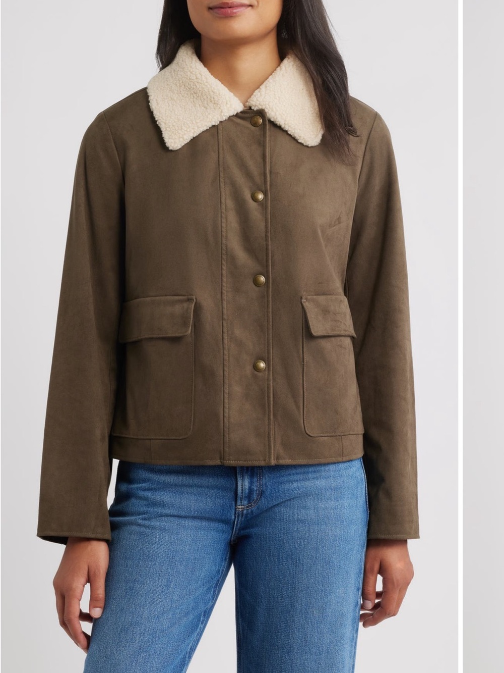 Nwt Sam Edelman
Faux Leather Jacket with Faux Shearling Collar